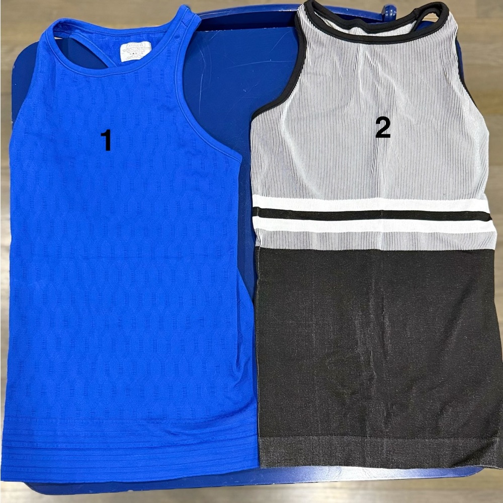 Athleta Kids Blue and Black Tank Tops